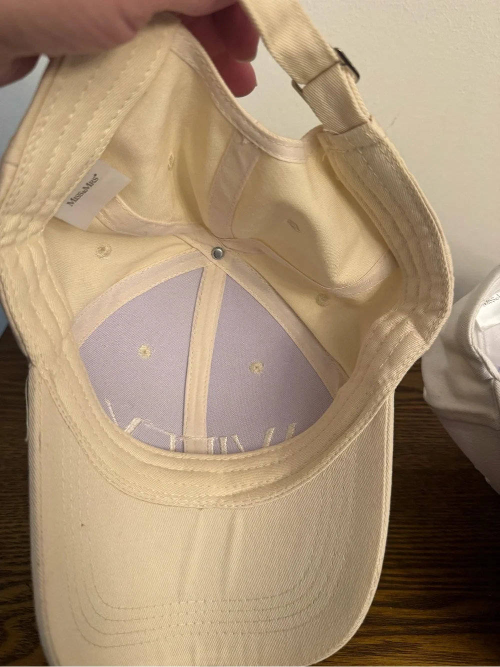 Miss To Mrs Bride&Wifey Embroidered Baseball Cap Hat Set Bundle White Ivory GUC